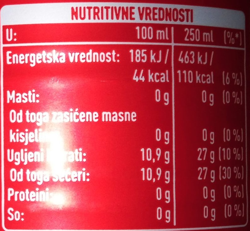 Coca cola 1 litre - Hranljiva vrednost - sr